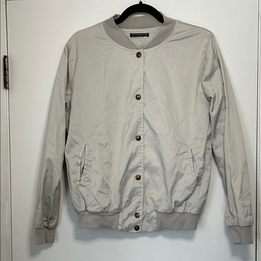 Brandy Melville Grey Bomber Jacket Size M